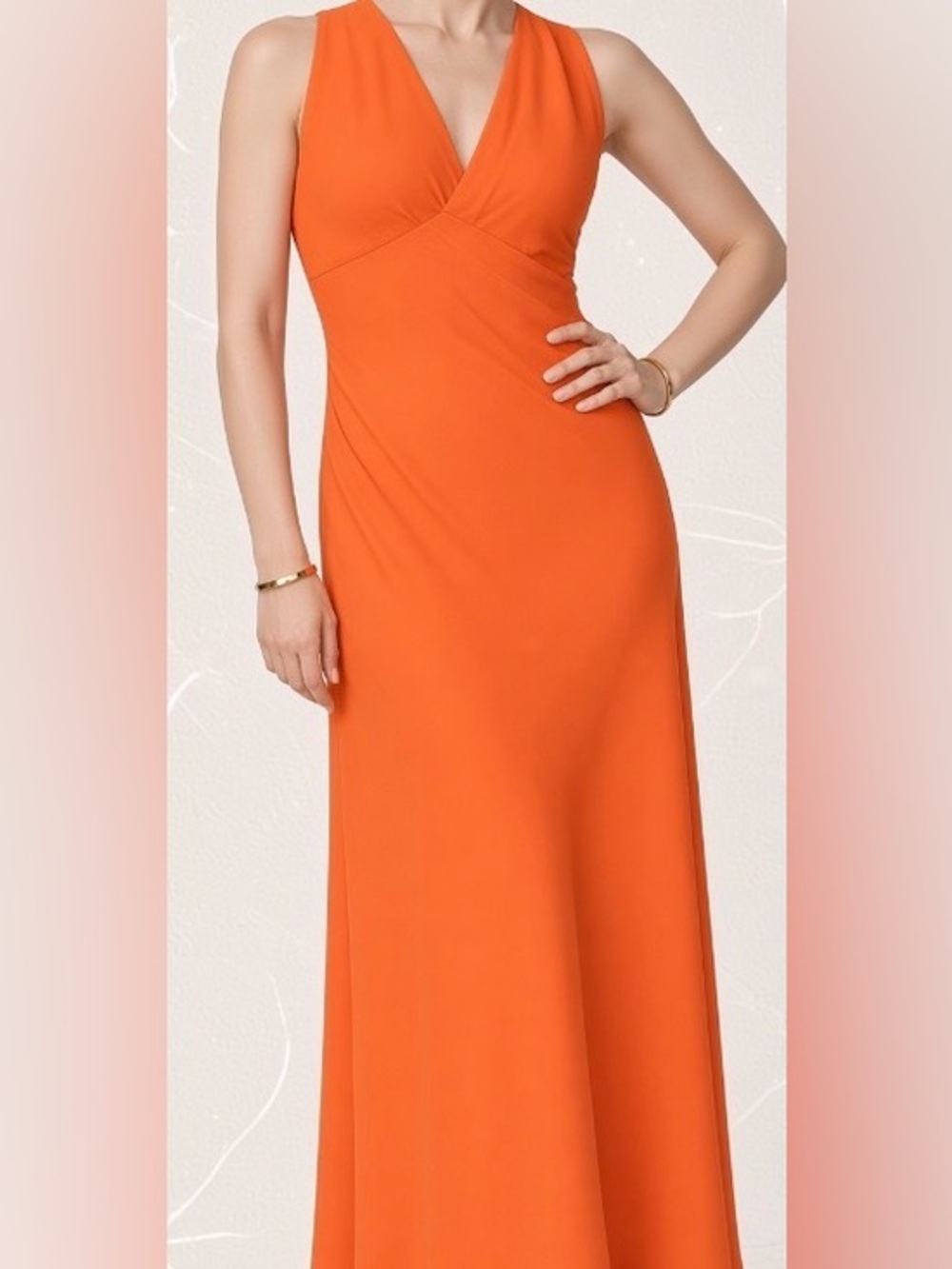 MANGO Wrap Back Midaxi Dress/Orange/Halter - Size XL (12)